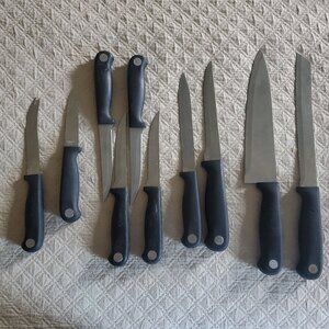Martha Stewart 10pc Stainless Steel Cutlery Knife Set w/ Black Handle 3.5" to 8"